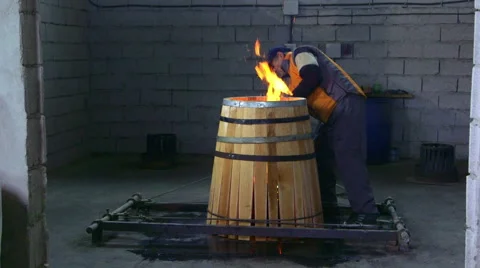 Production of wine barrels Stock Footage 62472028