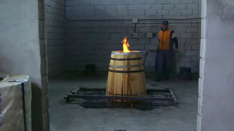 Production of wine barrels Stock Footage 62472034
