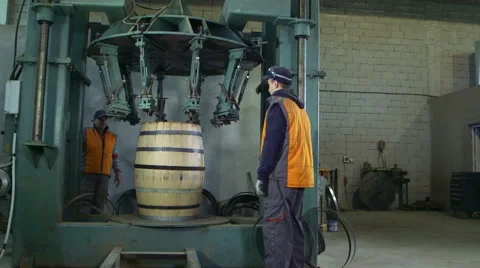 Production of wine barrels Stock Footage 62472068