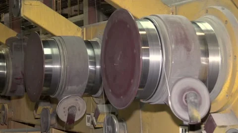 Production of wire by drawing technology. Steel round rollers for rolling wire Stock-Footage 118042753