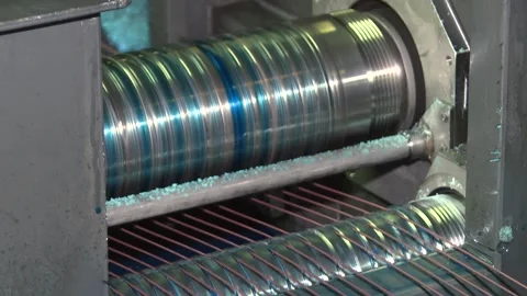 Production of wire by drawing technology. Wire production line by drawing method Stock-Footage 118043201