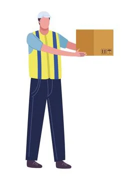 Production worker with box Stock Illustration