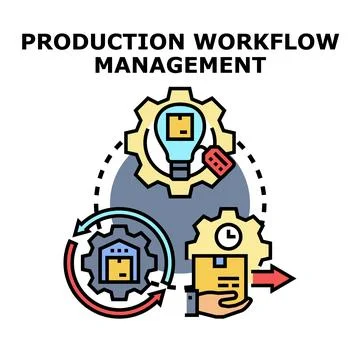 Production workflow management optimizing business process icon concept Illustrazione stock