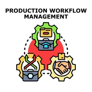Production workflow management system process icon concept Stock Illustration