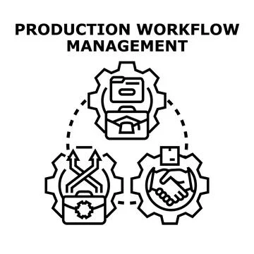 Production workflow management system process icon concept Stock Illustration