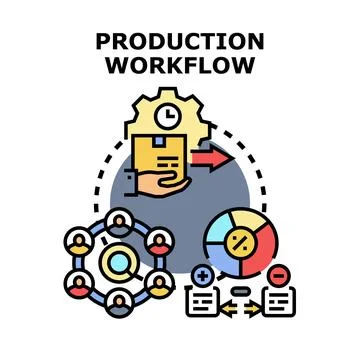 Production workflow optimizing business process and management Stock Illustration