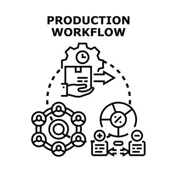 Production workflow optimizing business process and management Illustrazione stock