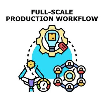 Production workflow process for business launch Illustration