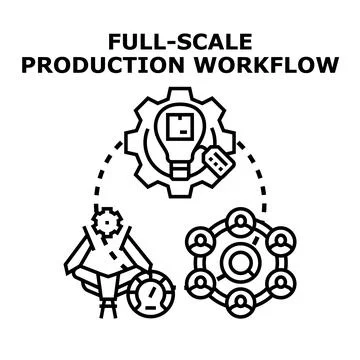 Production workflow process for business launch Illustration