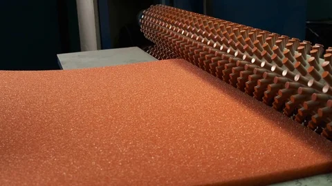 Production workshop for processing synthetic materials, orthopedic mattress Stock Footage 119189676