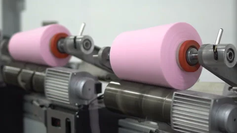 Production of yarn. Threads, coloured 20 스톡 동영상 99694898