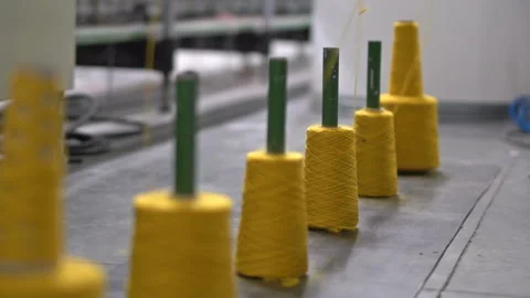 Production of yarn. Threads, coloured 21 Stock Footage 99690309