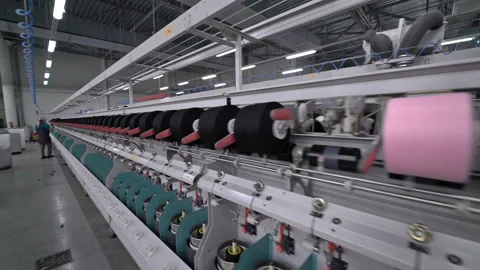 Production of yarn. Threads, coloured 29 Stock Footage 98990393