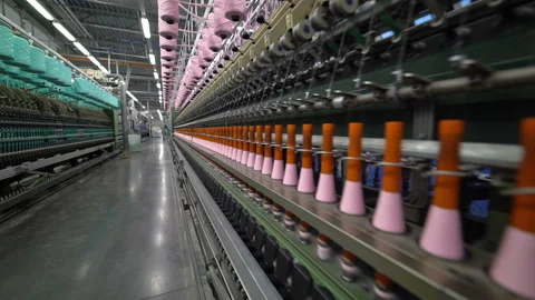 Production of yarn. Threads, coloured 36 Stock Footage 98985923