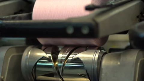 Production of yarn. Threads, coloured 6 Stock Footage 98940316