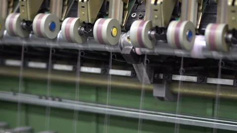 Production of yarn. Threads, coloured 9 Stock Footage 98938873