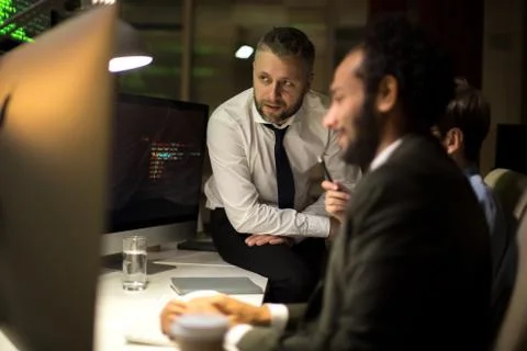 Productive Discussion of Software Developers Stock Photos