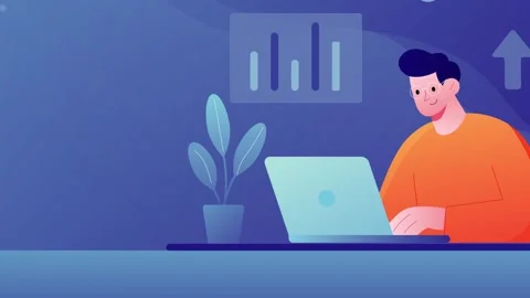Productive Freelancer Analyzing Business Growth Illustration Stockbeeldmateriaal 333203148