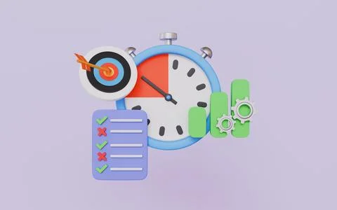 Productive Time of 3d Illustration Stock Illustration