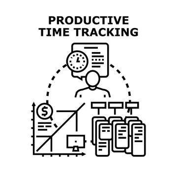 Productive time tracking and management concept vector Stockillustratie