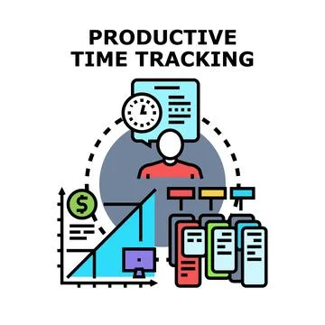 Productive time tracking and management concept vector Stock Illustration