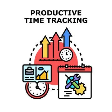 Productive time tracking and management vector concept 스톡 일러스트