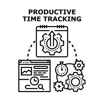 Productive time tracking optimizing work process concept 스톡 일러스트