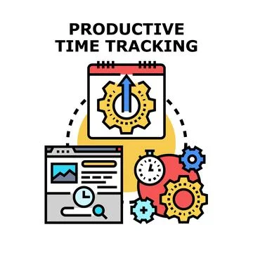 Productive time tracking optimizing work process concept Stock Illustration