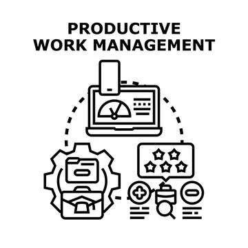 Productive work management concept for business organization Stock Illustration