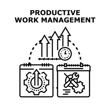 Productive work management concept for business solutions Stock Illustration