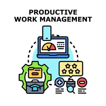 Productive work management concept for business organization Stock Illustration