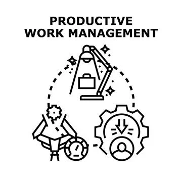 Productive work management concept for business efficiency Stock Illustration