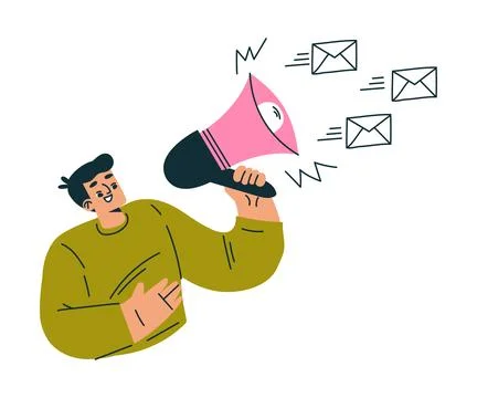 Productive Workflow with Man with Megaphone Managing Task Vector Illustration Stockillustratie