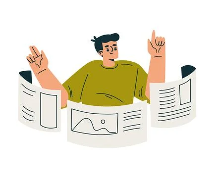 Productive Workflow with Man with Web Window Screen Managing Task Vector Stock Illustration