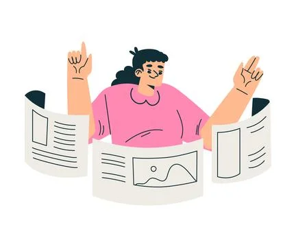 Productive Workflow with Woman with Web Window Screen Managing Task Vector Illustrazione stock