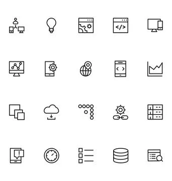 Productivity and Development Line Icons Set Illustrazione stock