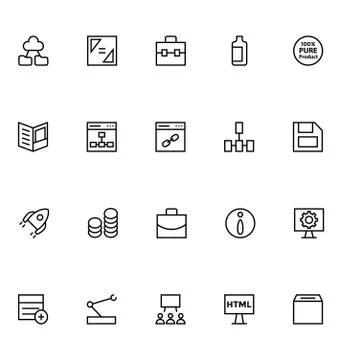 Productivity and Development Line Vector Icons Illustrazione stock