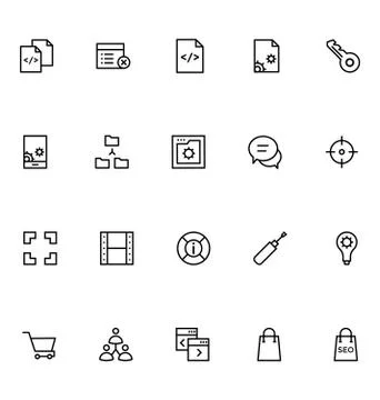 Productivity and Development Line Vector Icons Set Stock Illustration