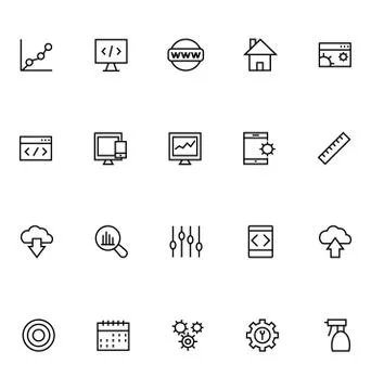 Productivity and Development Vector Icons 库存插图
