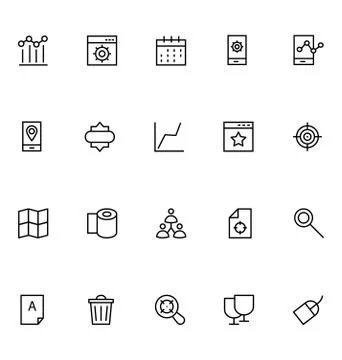 Productivity and Development Vector Set Illustrazione stock