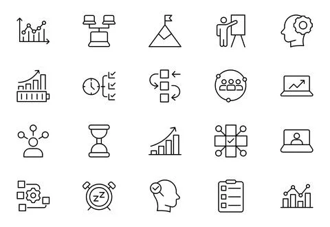 Productivity and Efficiency Icon set . Vector Icons for Task Management, Ti.. 스톡 일러스트