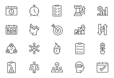 Productivity and Efficiency Icon set . Vector Icons for Task Management, Ti.. 스톡 일러스트
