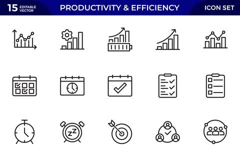 Productivity and Efficiency Icon set . Vector Icons for Task Management, Ti.. イラスト素材