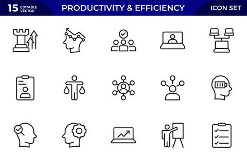 Productivity and Efficiency Icon set . Vector Icons for Task Management, Ti.. Illustrazione stock