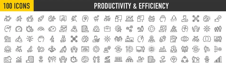 Productivity and Efficiency web icons in line style. Performance, business .. Stock Illustration