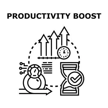 Productivity boost concept improving business performance efficiency Illustration