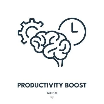 Productivity Boost Icon. Efficiency, Time, Performance. Editable Stroke Stock Illustration