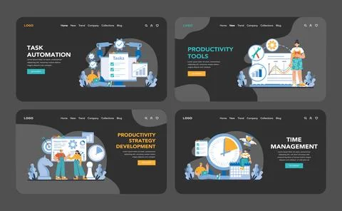 Productivity boosting concept. Flat vector illustration Illustrazione stock