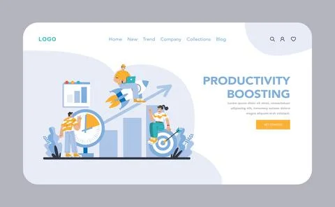 Productivity boosting concept. Flat vector illustration Illustrazione stock