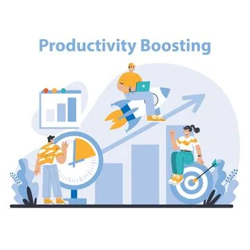 Productivity boosting concept. Flat vector illustration Illustrazione stock